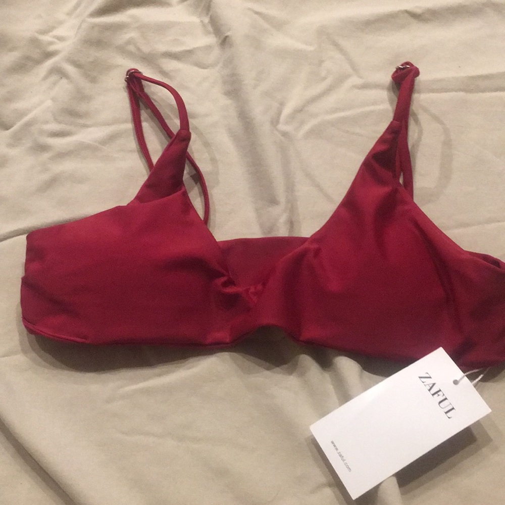 Red Scoop Bikini Top